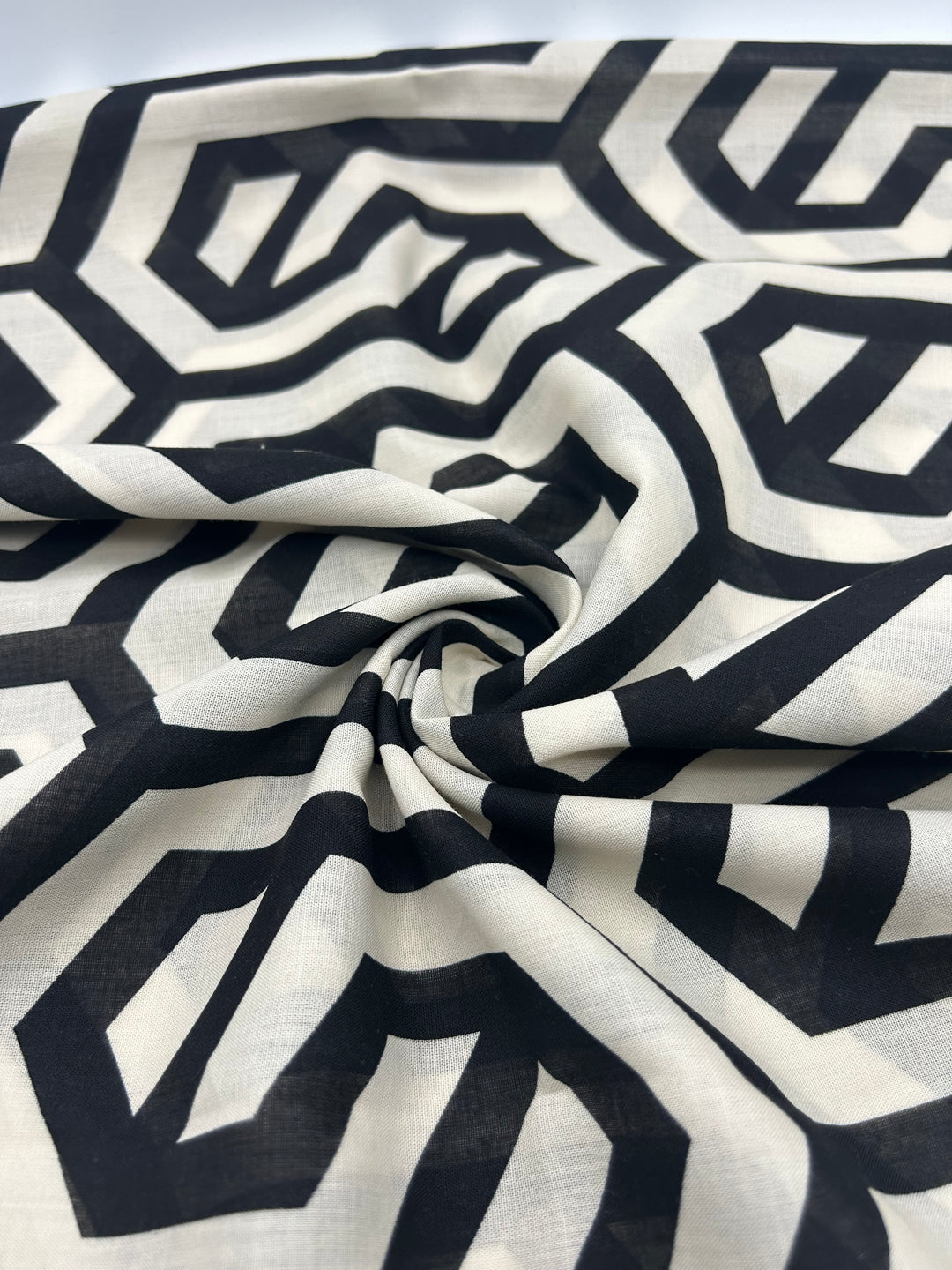 Cotton Voile Fabric in Ink Labyrinth - 59" wide, sold by the yard