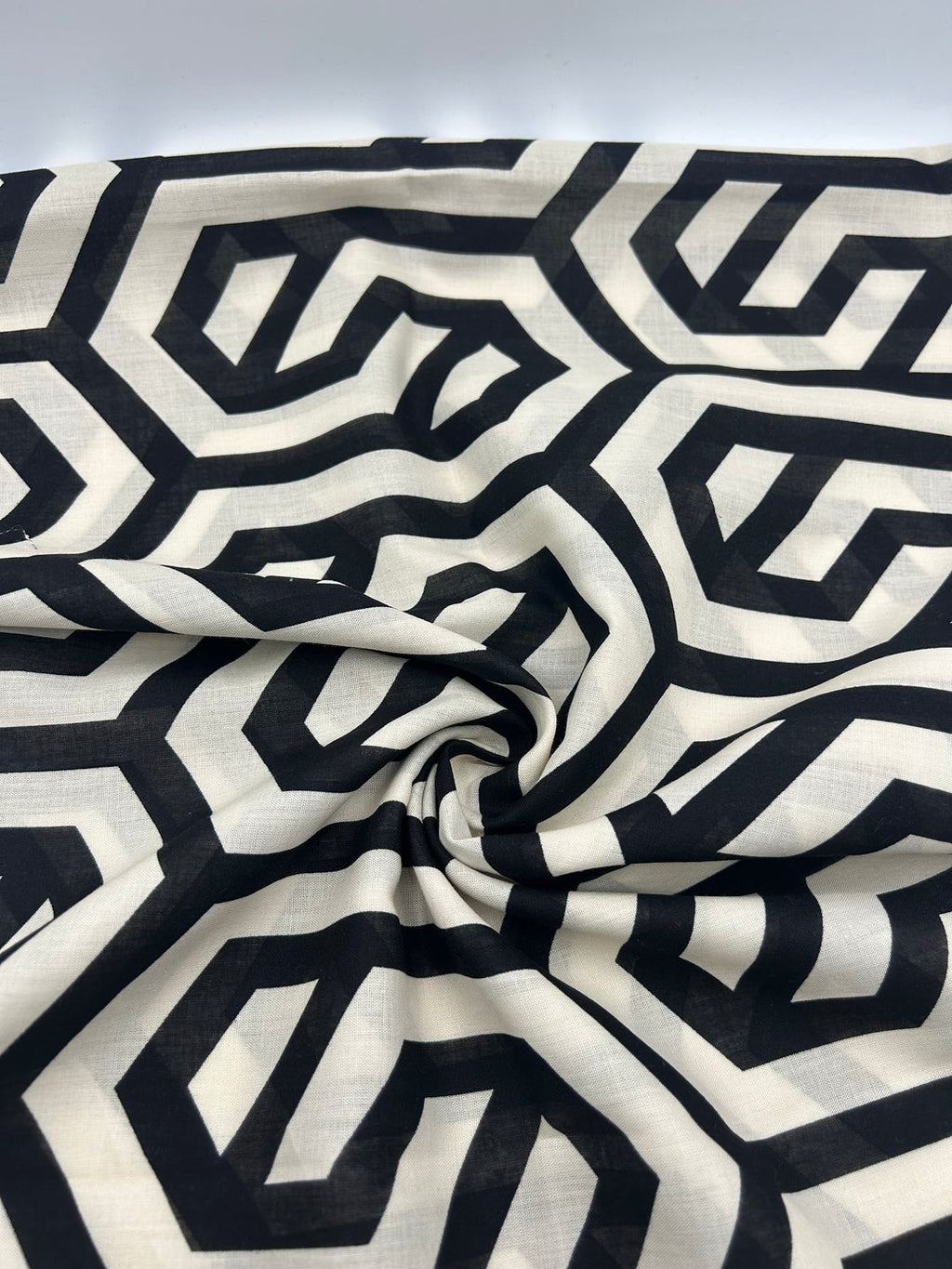 Cotton Voile Fabric in Ink Labyrinth - 59" wide, sold by the yard