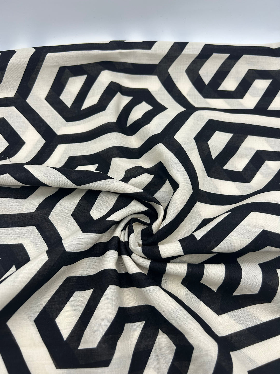 Cotton Voile Fabric in Ink Labyrinth - 59" wide, sold by the yard