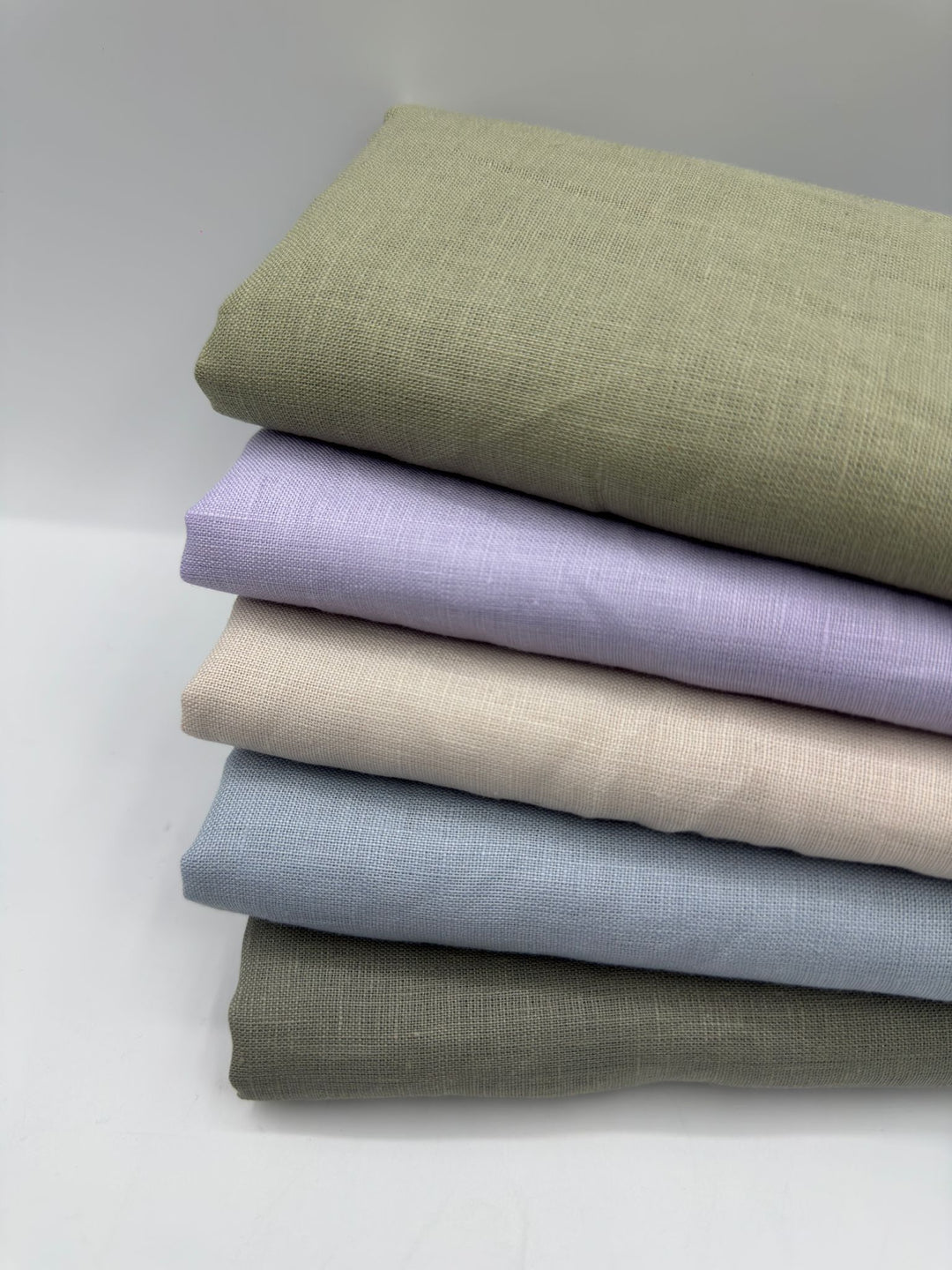 100% Linen Fabric in Almond Green - 57" wide, sold by the yard