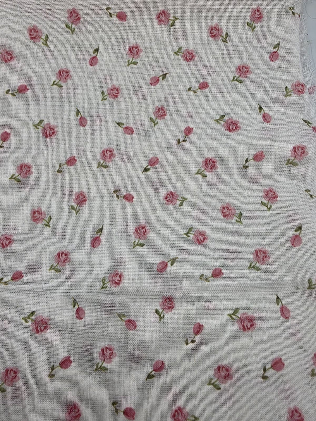 Printed Cotton Linen Fabric in Rose Garden - 57" wide, sold by the yard