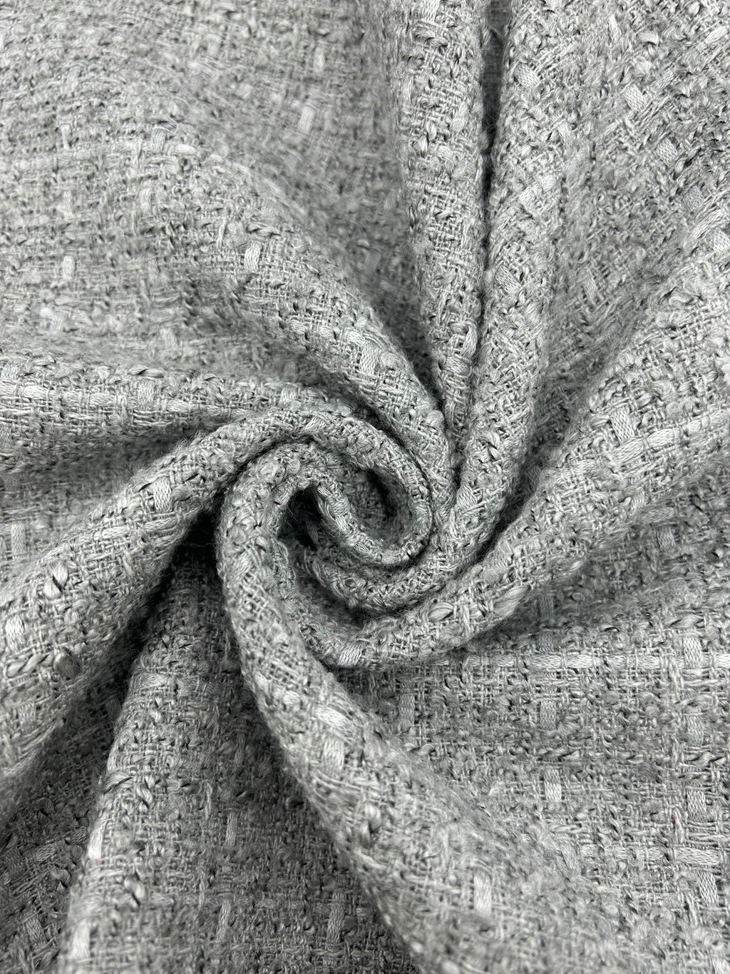 Bouclé Tweed Fabric in Light Grey - 59" wide, sold by the yard