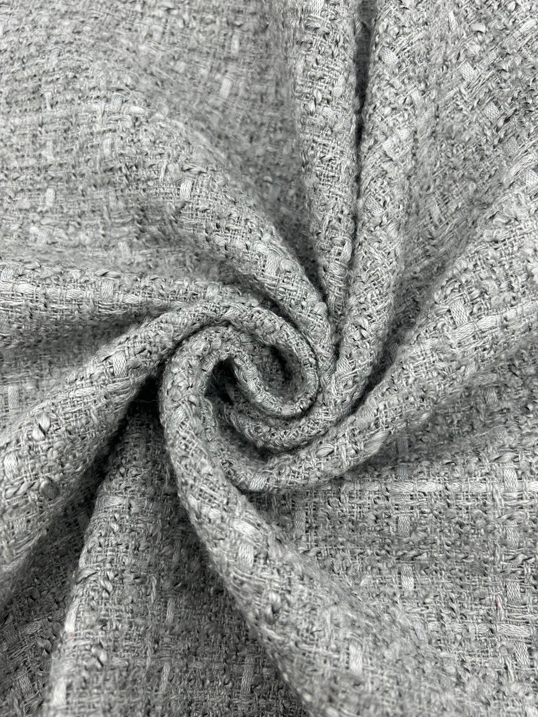 Bouclé Tweed Fabric in Light Grey - 59" wide, sold by the yard
