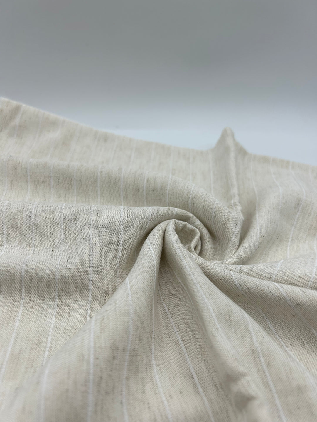 Viscose Linen Fabric in Natural Stripe - 57" wide, sold by the yard