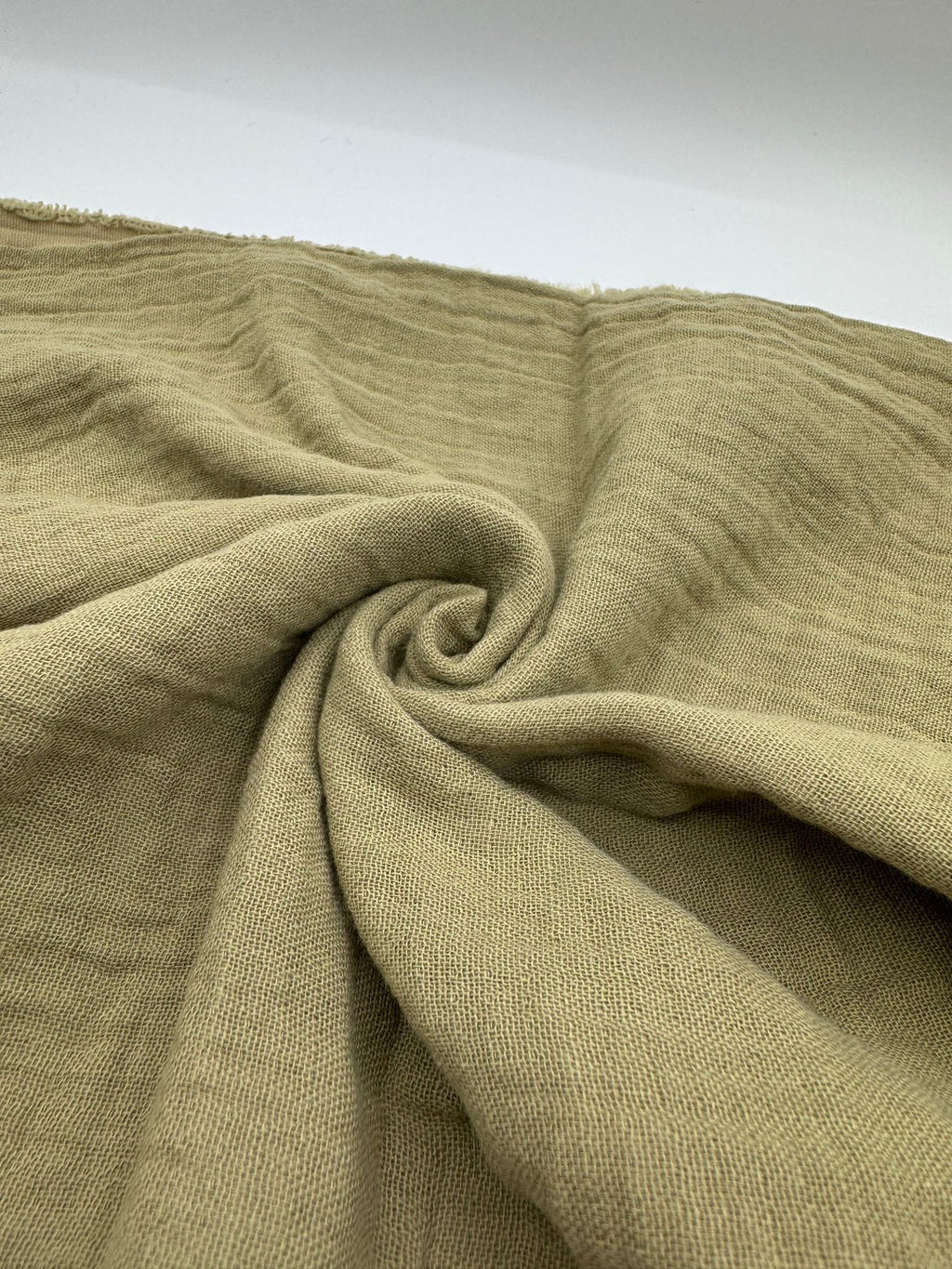 Double Gauze Muslin Fabric in Pale Olive - 57" wide, sold by the yard
