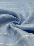 100% Linen Fabric in Sky Blue Stripe - 57" wide, sold by the yard