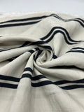 Viscose Linen Fabric in Navy Double Stripe - 57" wide, sold by the yard