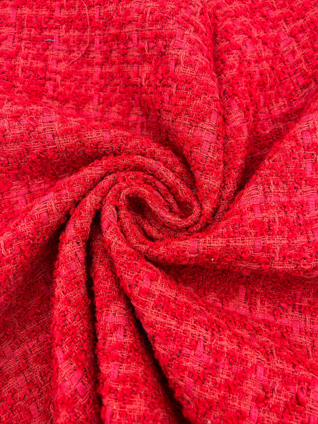 Bouclé Tweed Fabric in Red - 59" wide, sold by the yard