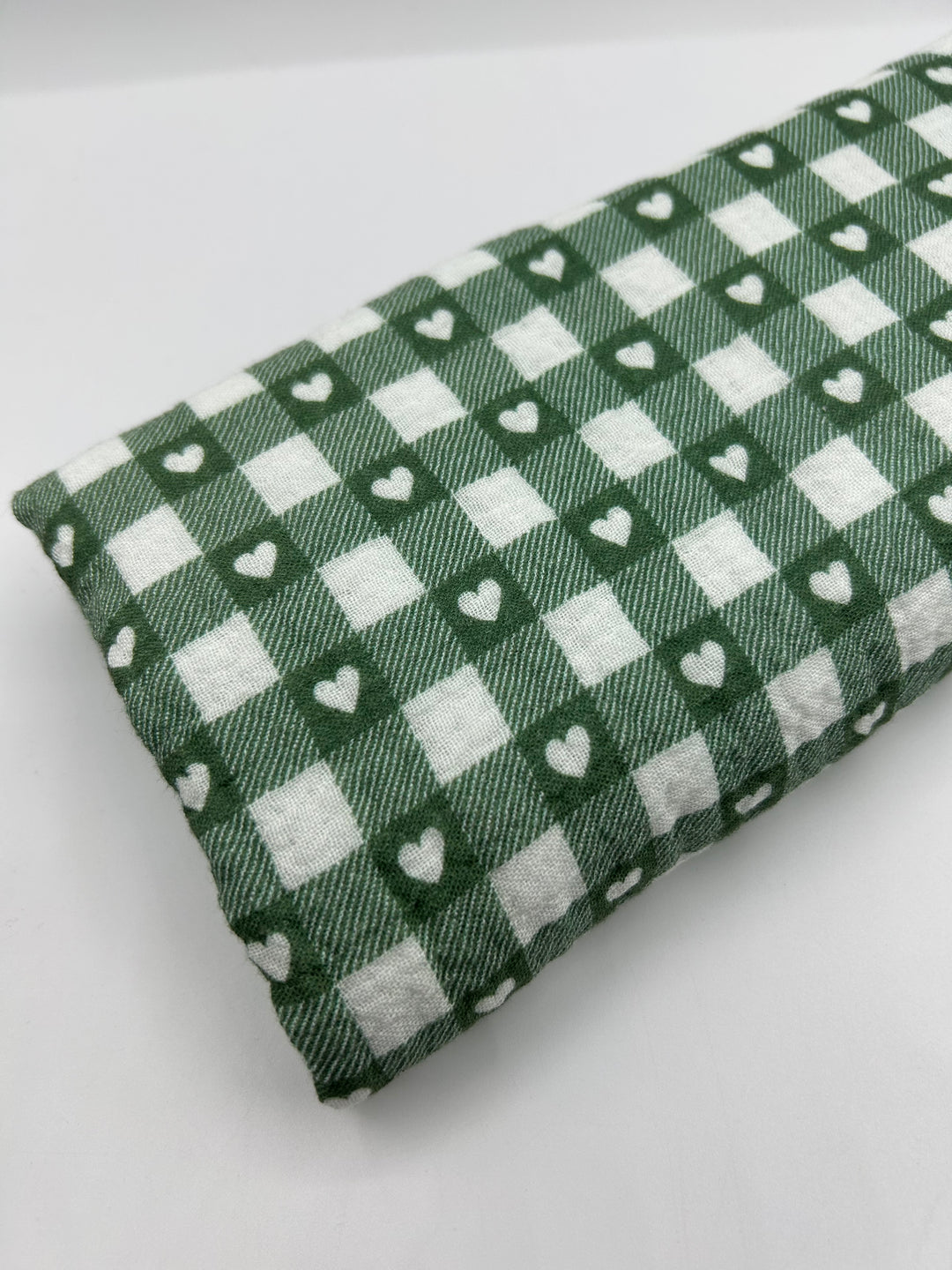 Printed Double Gauze Muslin in Sage Heart Gingham - 57" wide, sold by the yard