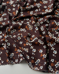 100% Cotton Content – Tile and White Floral Patterned Viscose Fabric on a Brown Background – Double Width 59 Inches