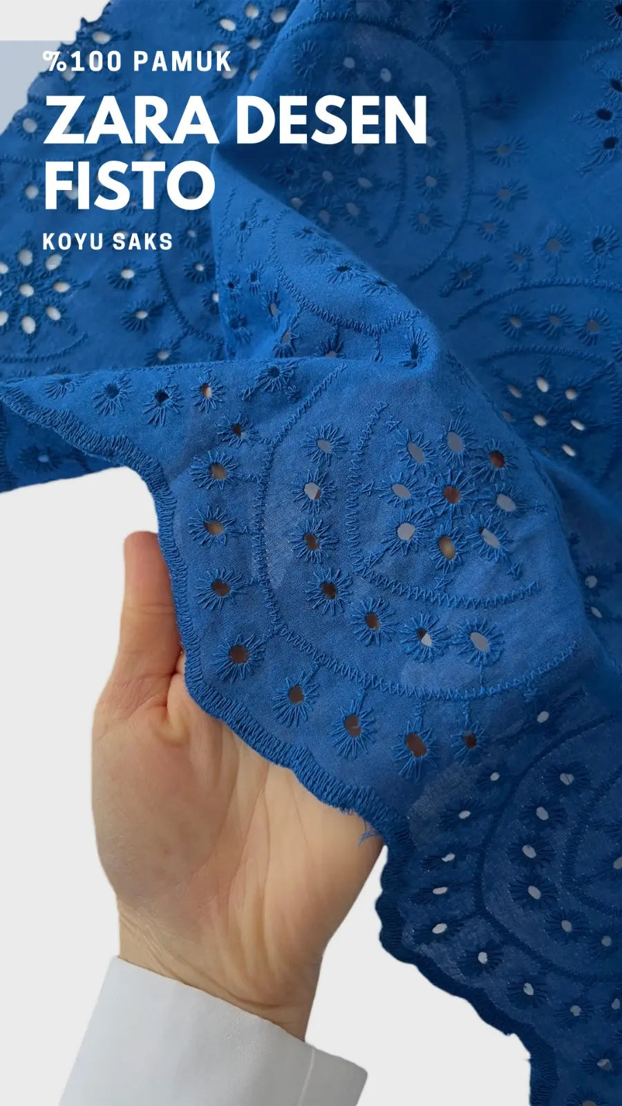 100% Cotton Zara-Style Print Scalloped Fabric - Sax Blue