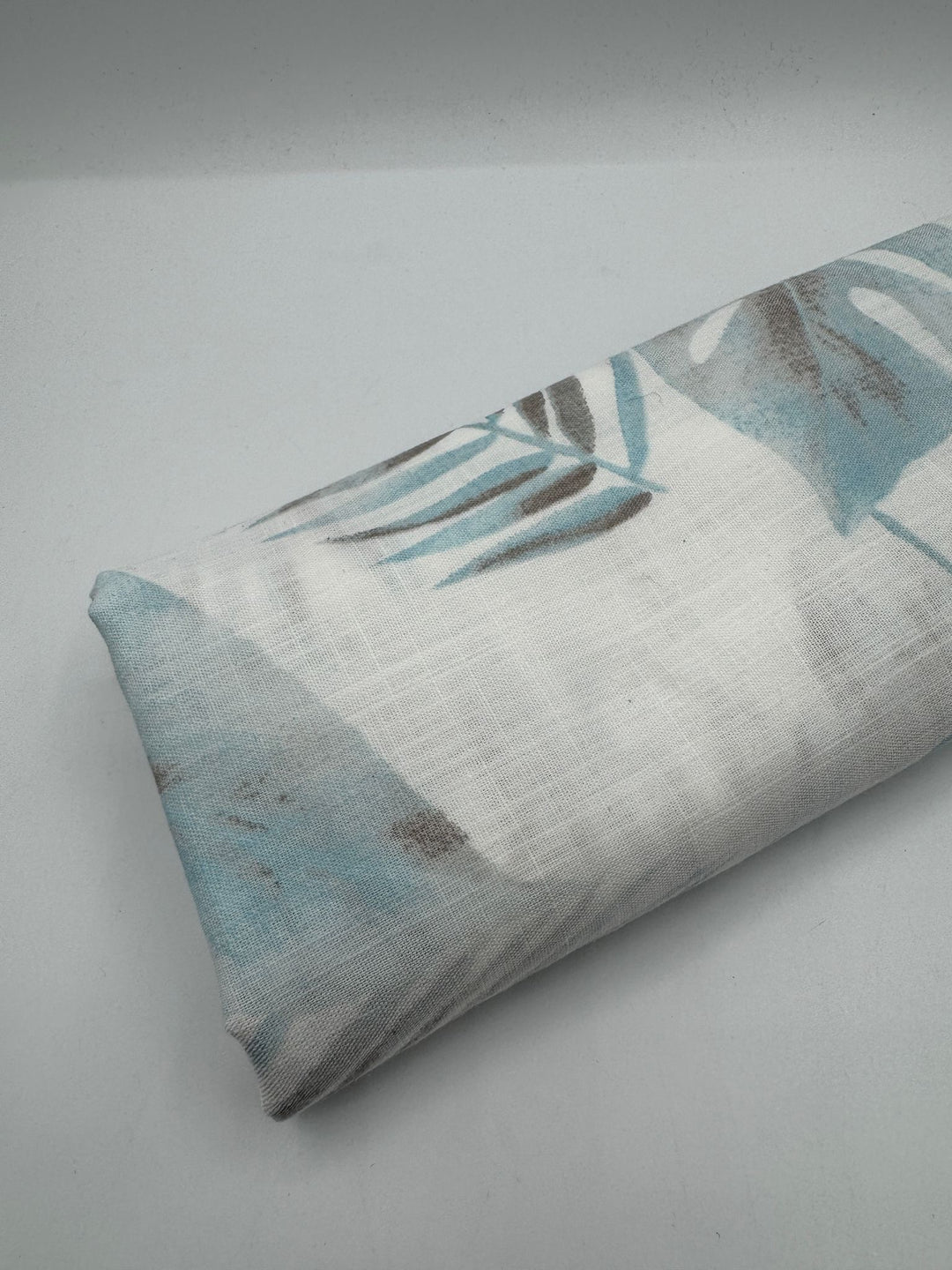 Printed Cotton Linen Fabric in Misty Blue Botanical - 57" wide, sold by the yard