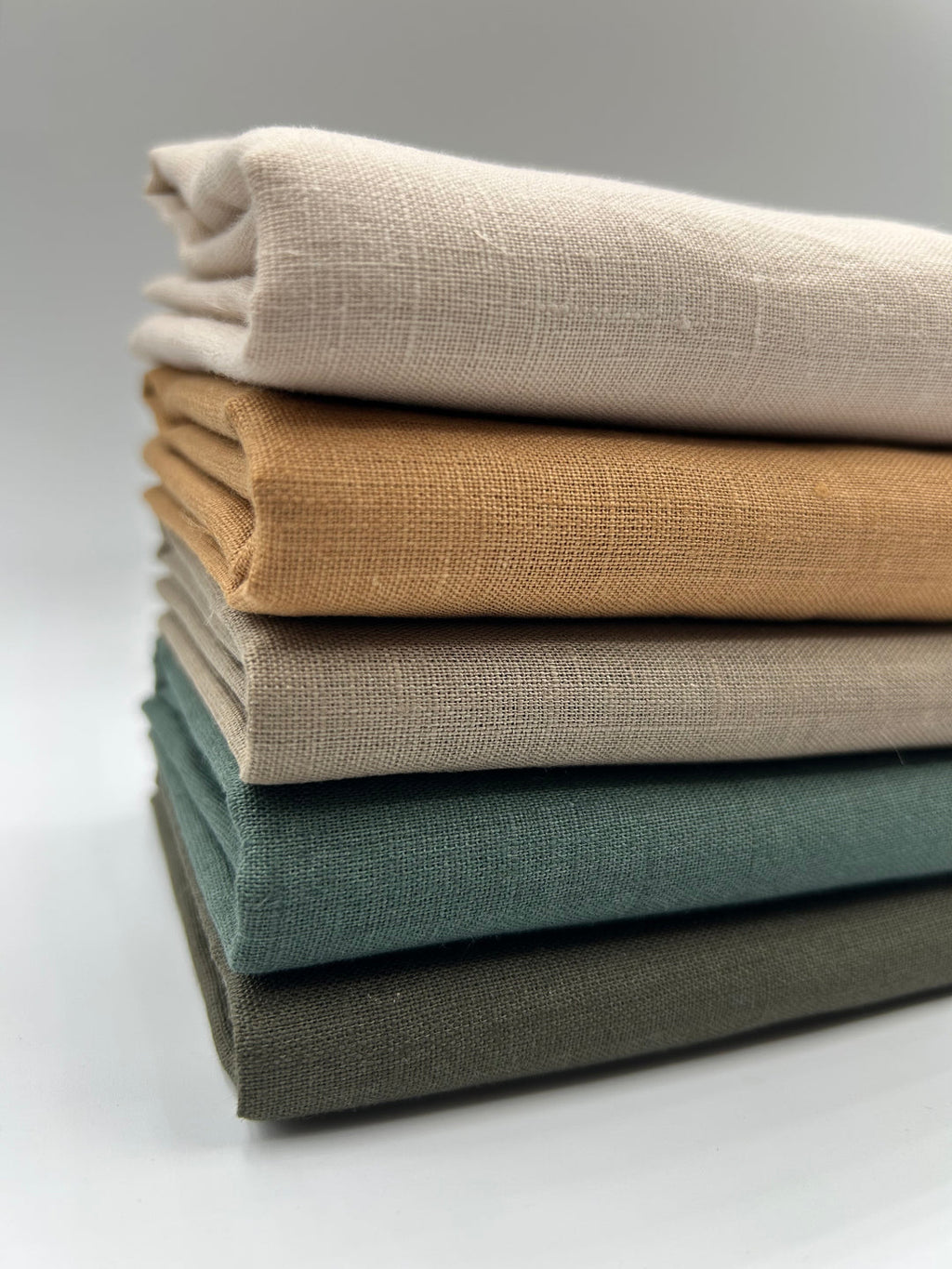 100% Linen Fabric in Olive Khaki - 57" wide, sold by the yard