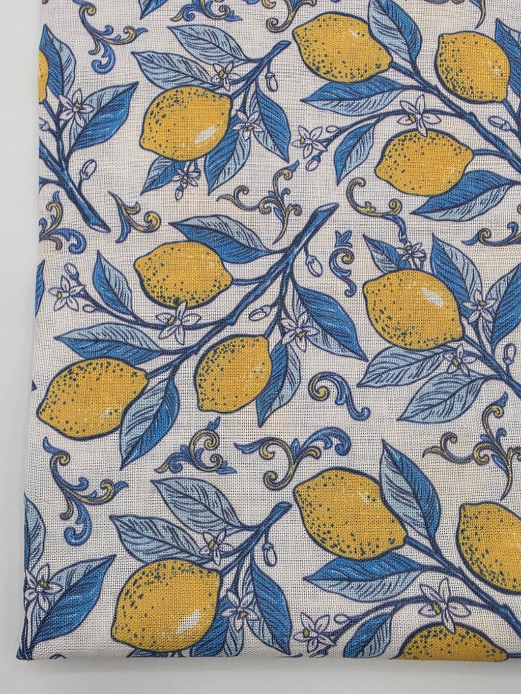 Printed Cotton Linen Fabric in Lemon Grove - 57" wide, sold by the yard
