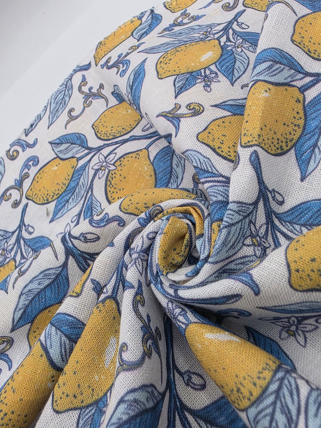 Printed Cotton Linen Fabric in Lemon Grove - 57" wide, sold by the yard