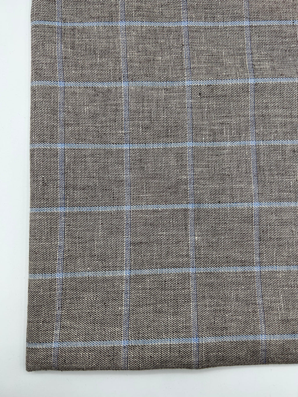 Cotton Linen Fabric in Grey Windowpane - 57" wide, sold by the yard