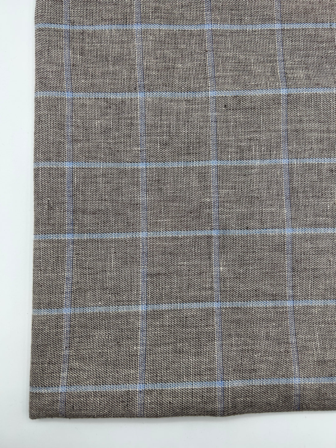 Cotton Linen Fabric in Grey Windowpane - 57" wide, sold by the yard