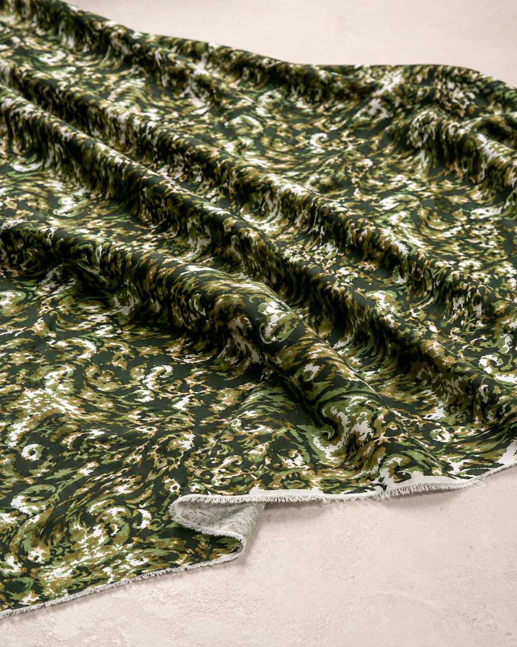 Green Abstract Patterned Viscose Fabric - 100% Cotton Content - Viscose Fabric - 59 Inches