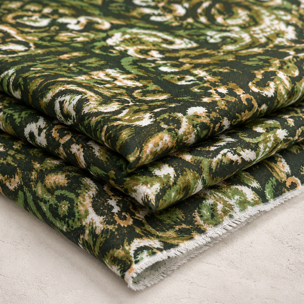Green Abstract Patterned Viscose Fabric - 100% Cotton Content - Viscose Fabric - 59 Inches