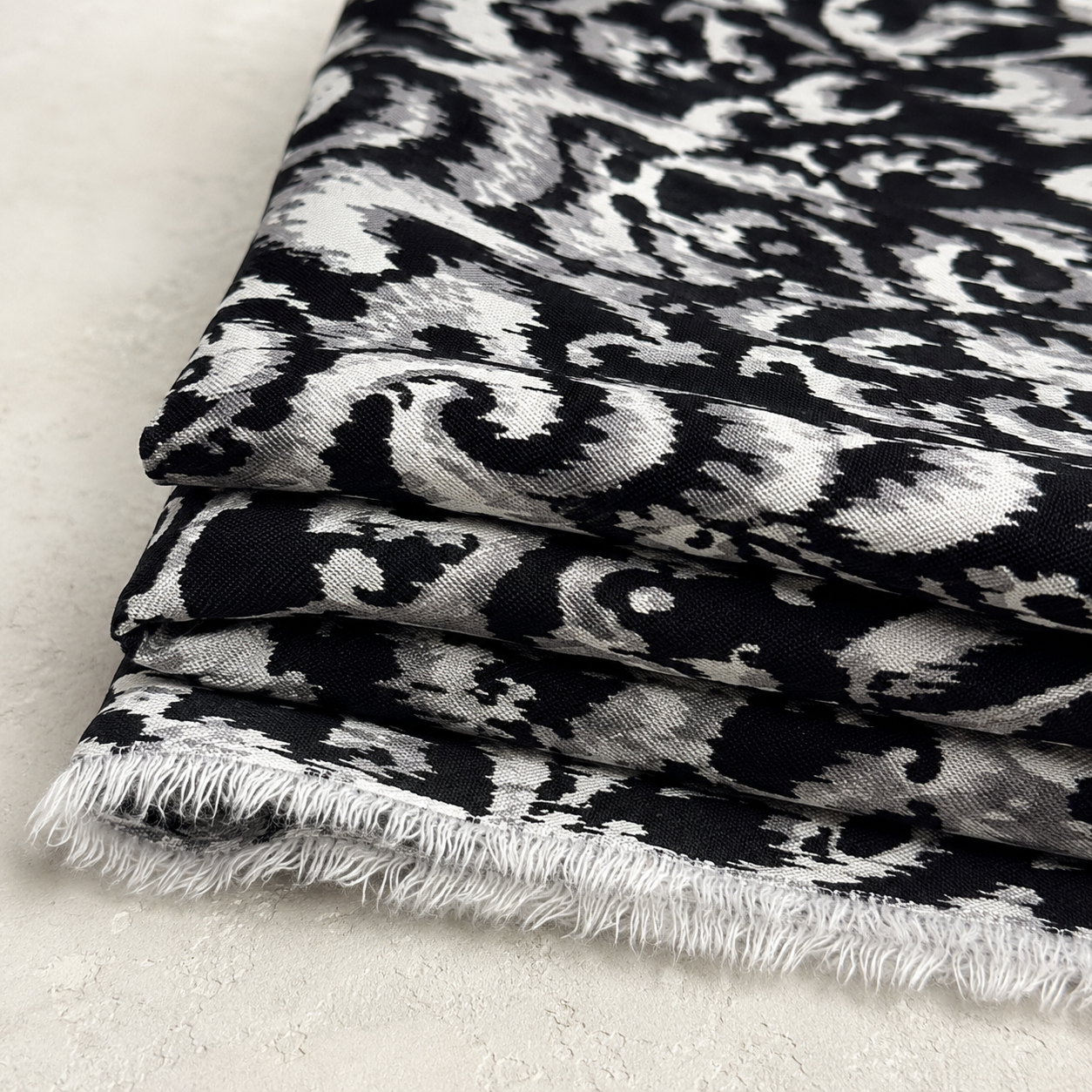 Black-Gray Abstract Patterned Viscose Fabric - 100% Cotton Content - Viscose Fabric - 59 Inches