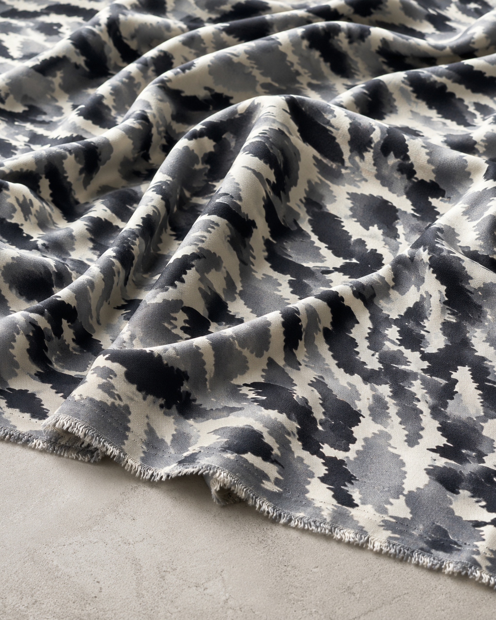 Gray-Black Cloud-Effect Viscose Fabric - 100% Cotton Content - Viscose Fabric - 59 Inches