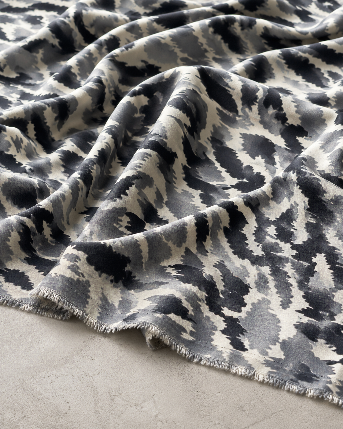 Gray-Black Cloud-Effect Viscose Fabric - 100% Cotton Content - Viscose Fabric - 59 Inches