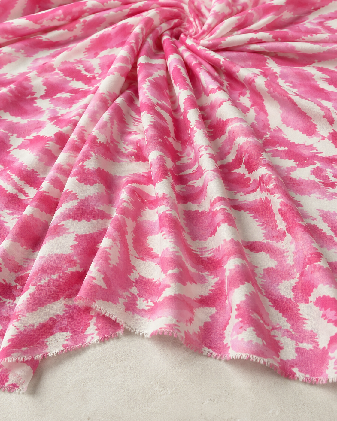 Pink-Cream Cloud-Effect Viscose Fabric - 100% Cotton Content - Viscose Fabric - 59 Inches