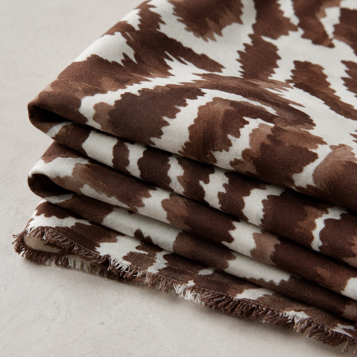 Coffee-Ecru Cloud-Effect Viscose Fabric - 100% Cotton Content - Viscose Fabric - 59 Inches