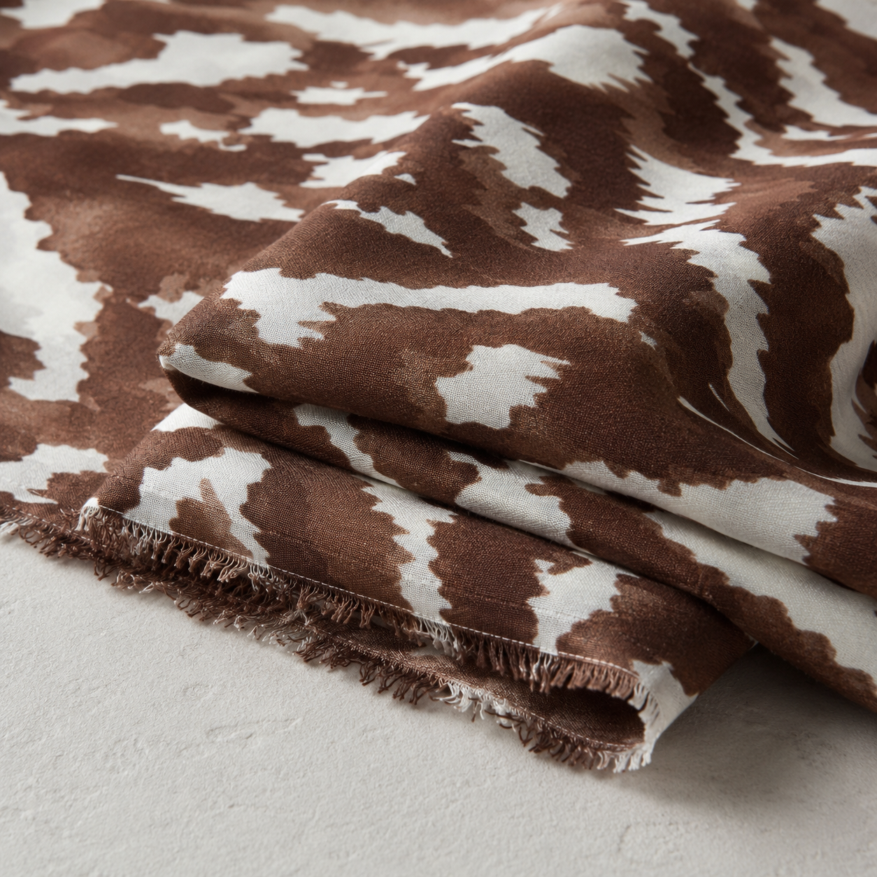 Coffee-Ecru Cloud-Effect Viscose Fabric - 100% Cotton Content - Viscose Fabric - 59 Inches