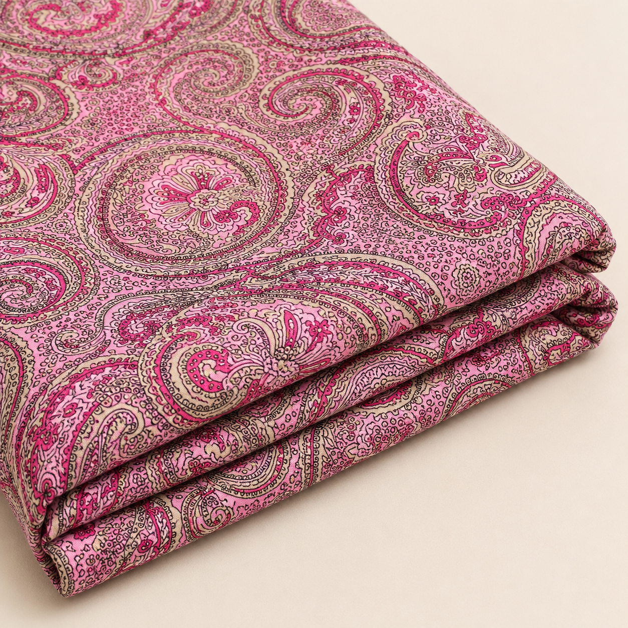 Pink Patterned Shawl Viscose Fabric - 100% Cotton Content - Viscose Fabric - 59 Inches