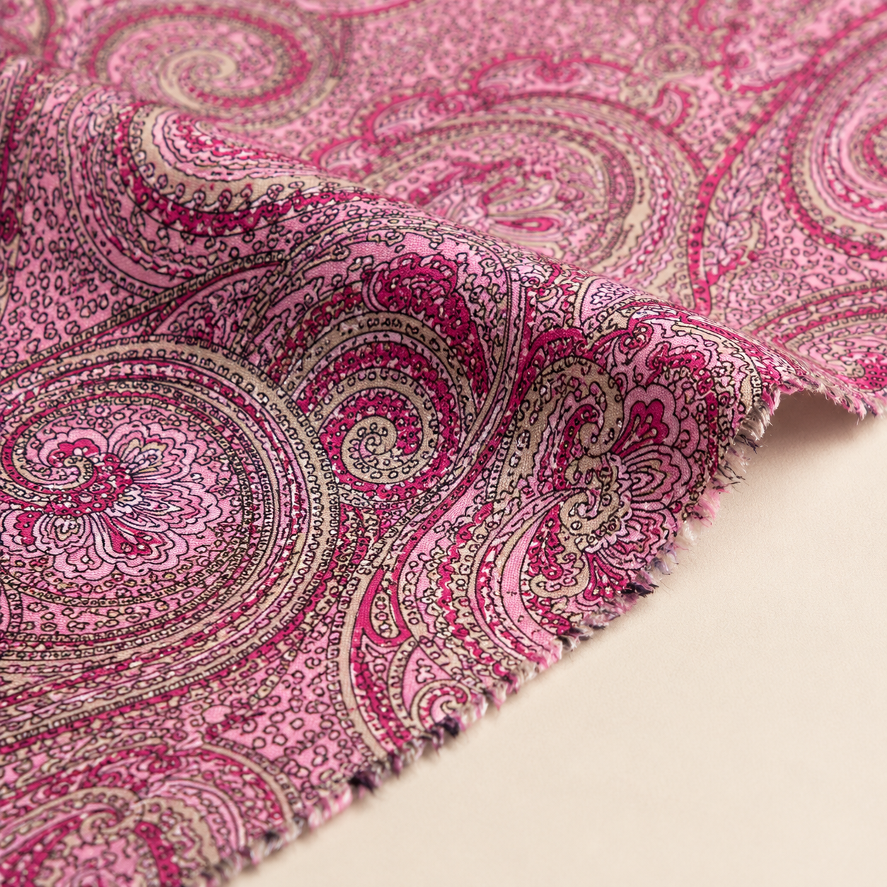 Pink Patterned Shawl Viscose Fabric - 100% Cotton Content - Viscose Fabric - 59 Inches
