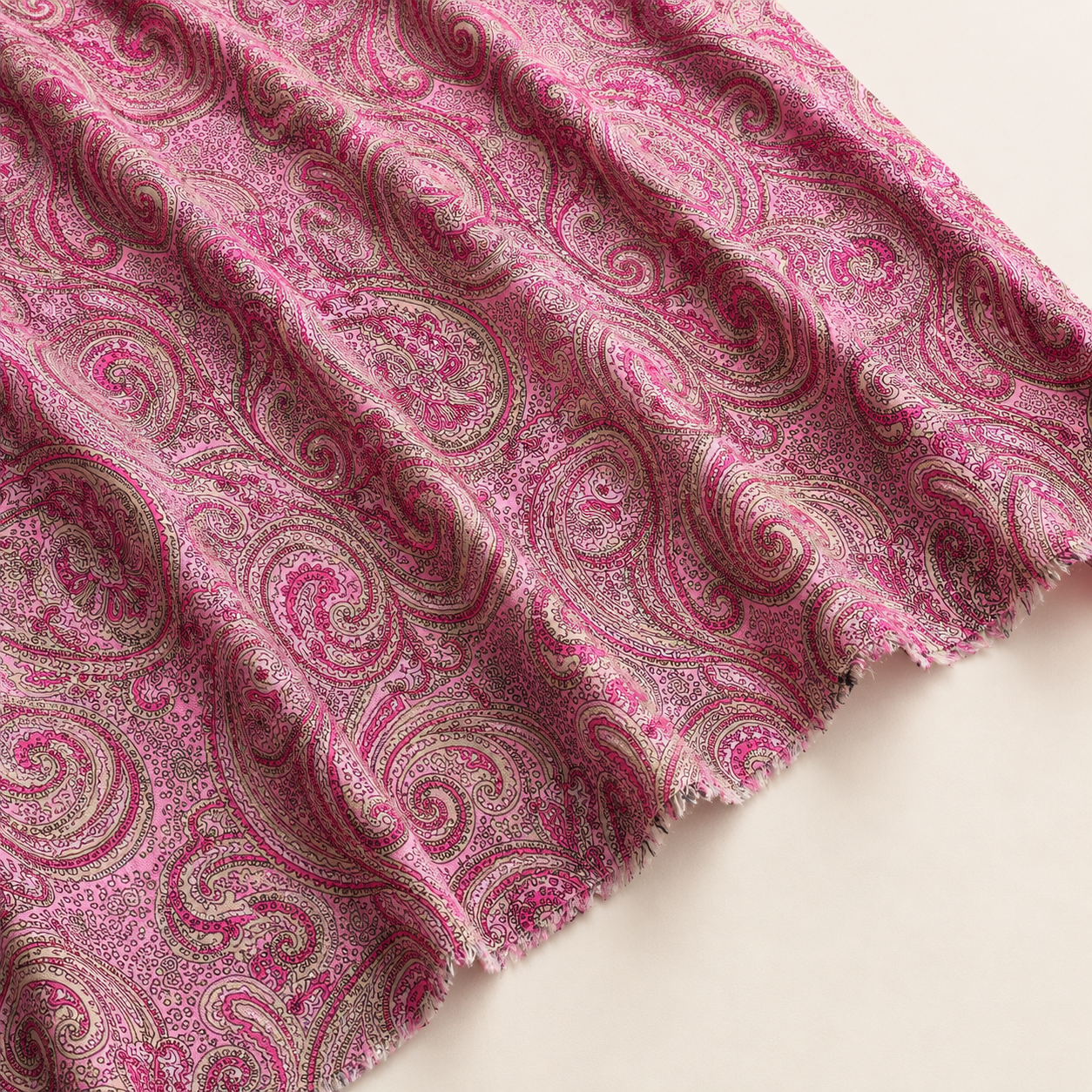 Pink Patterned Shawl Viscose Fabric - 100% Cotton Content - Viscose Fabric - 59 Inches