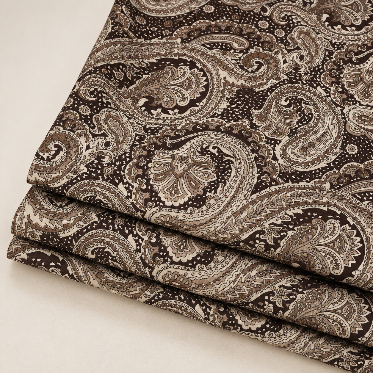 Brown Shawl-Patterned Viscose Fabric - 100% Cotton Content - Viscose Fabric - 59 Inches