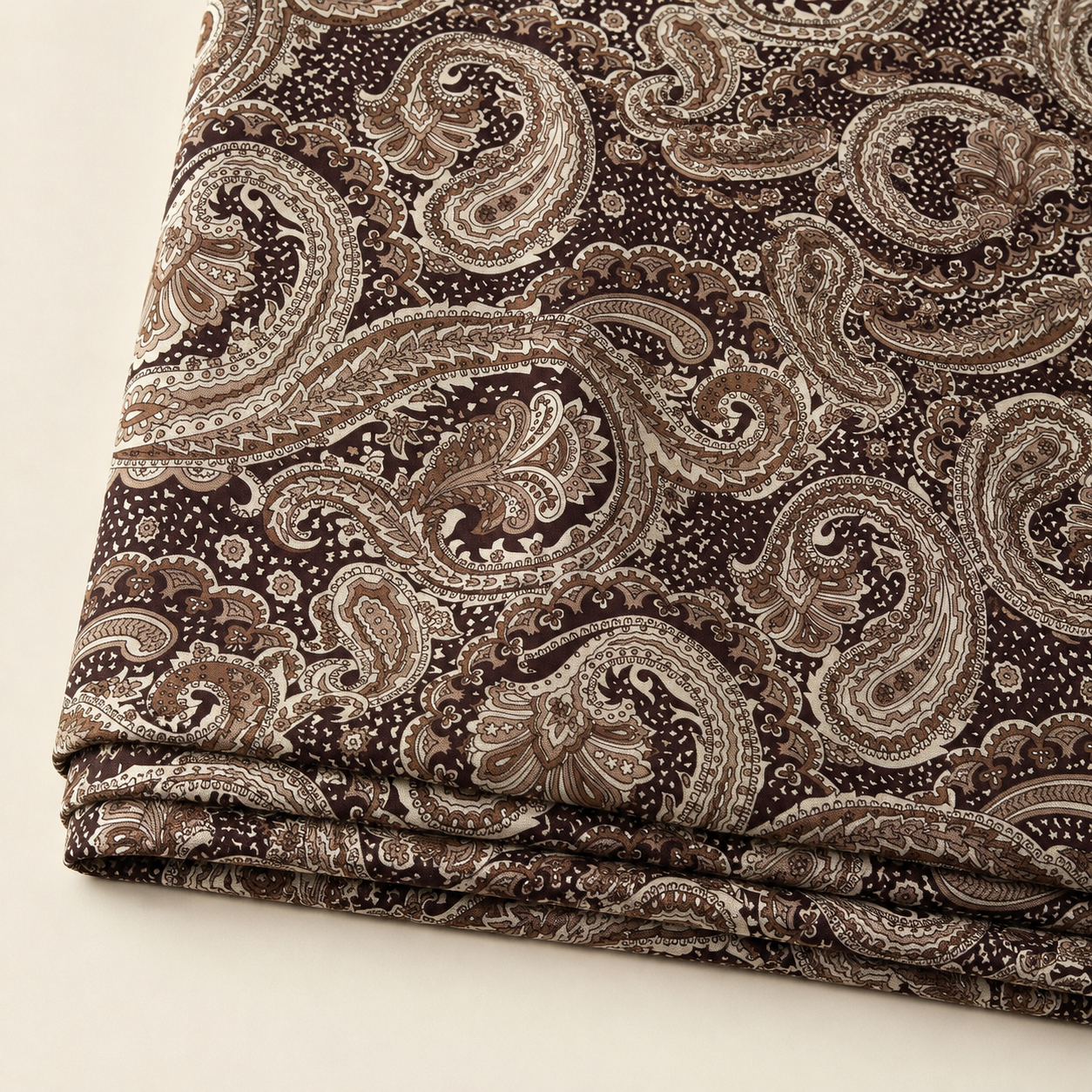 Brown Shawl-Patterned Viscose Fabric - 100% Cotton Content - Viscose Fabric - 59 Inches