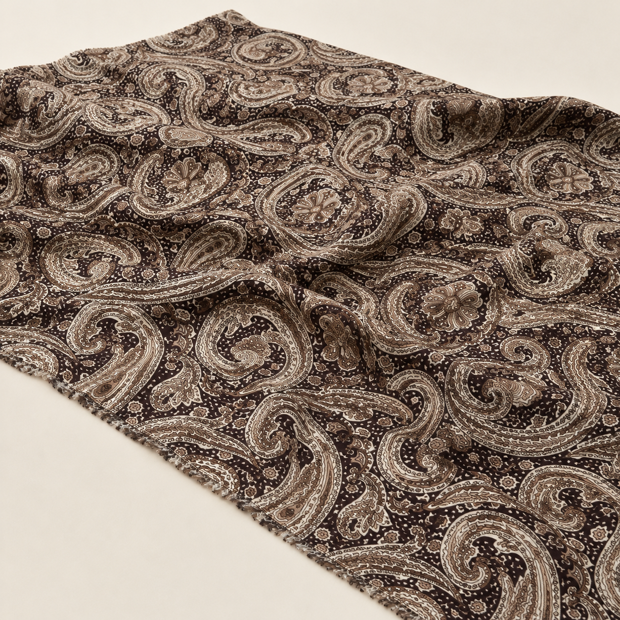 Brown Shawl-Patterned Viscose Fabric - 100% Cotton Content - Viscose Fabric - 59 Inches