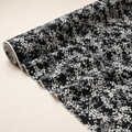 Black Background White Botanical Patterned Viscose Fabric - 100% Cotton Content - Viscose Fabric - 59 Inches