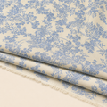 Blue Botanical Patterned Viscose Fabric with an Ecru Background - 100% Cotton Content - Viscose Fabric - 59 Inches