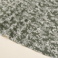 Pistachio Green Background with White Botanical Pattern Viscose Fabric - 100% Cotton Content - Viscose Fabric - 59 Inches