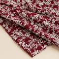 White Botanical Patterned Burgundy Background Viscose Fabric - 100% Cotton Content - Viscose Fabric - 59 Inches