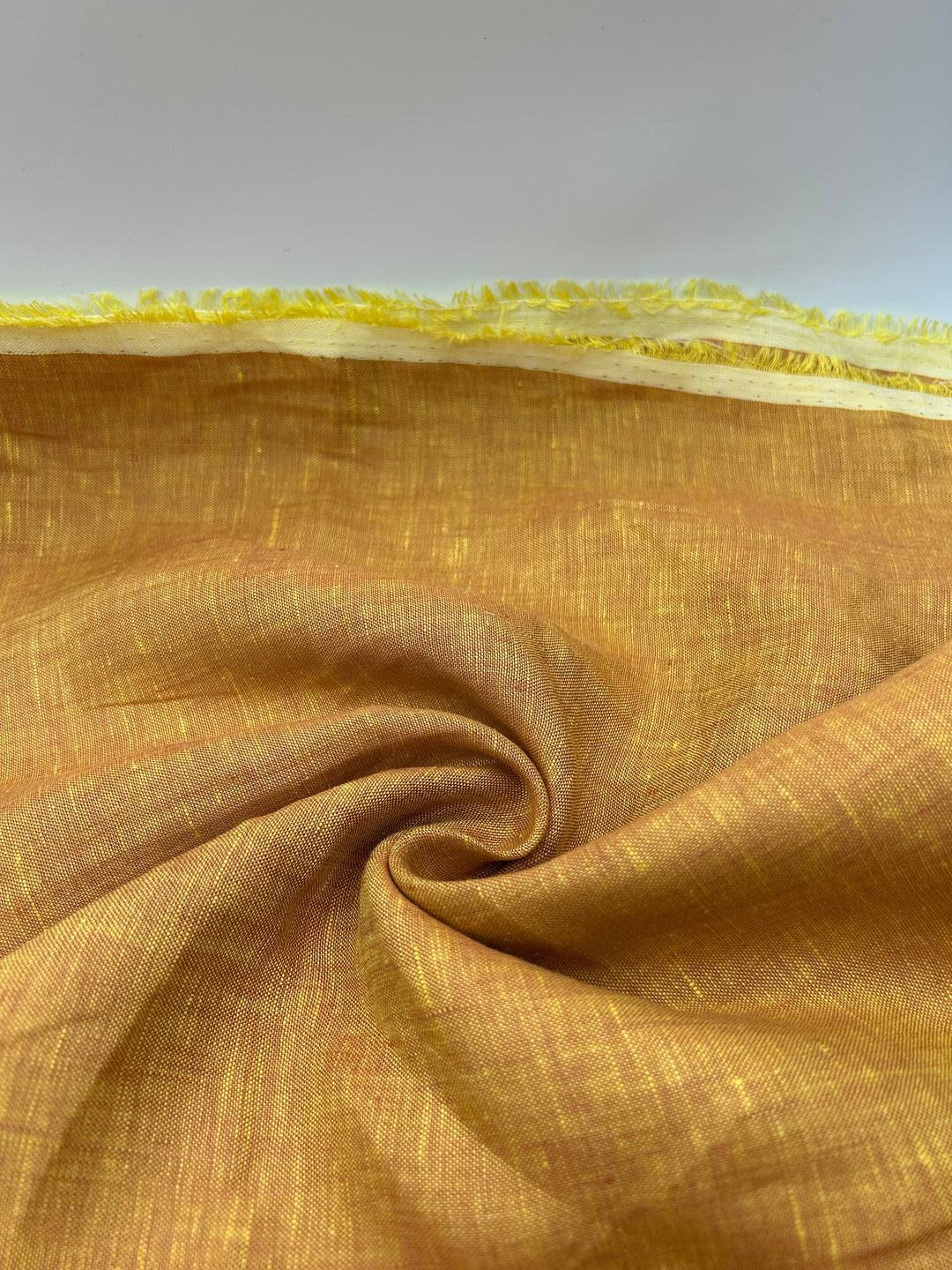 100% Linen Fabric in Saffron Melange - 57" wide, sold by the yard
