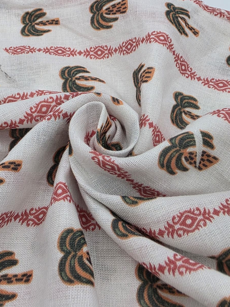 Printed Cotton Linen Fabric in Anatolian Tulip - 57" wide, sold by the yard
