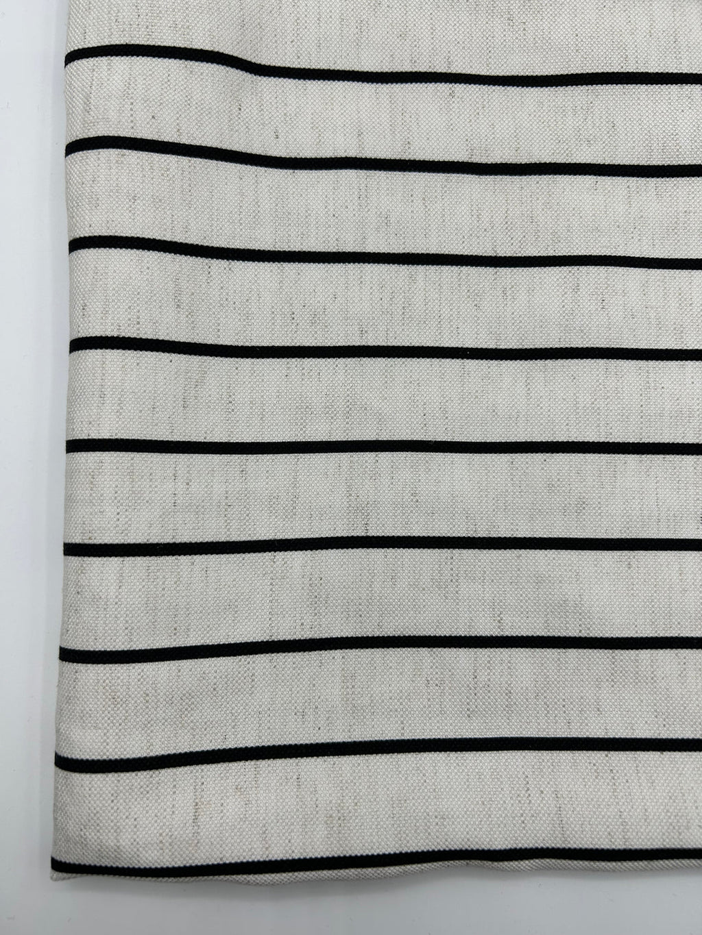 Viscose Linen Fabric in Black Fine Stripe - 57" wide, sold by the yard