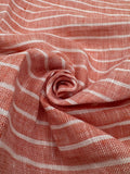 100% Linen Fabric in Salmon Stripe - 57" wide, sold by the yard