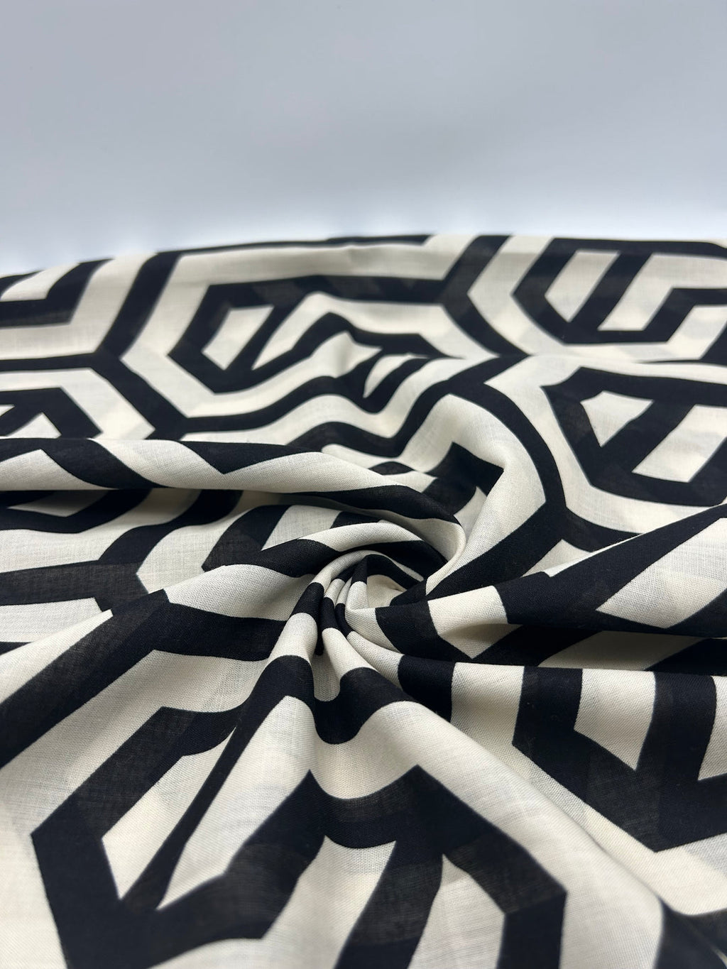 Cotton Voile Fabric in Ink Labyrinth - 59" wide, sold by the yard