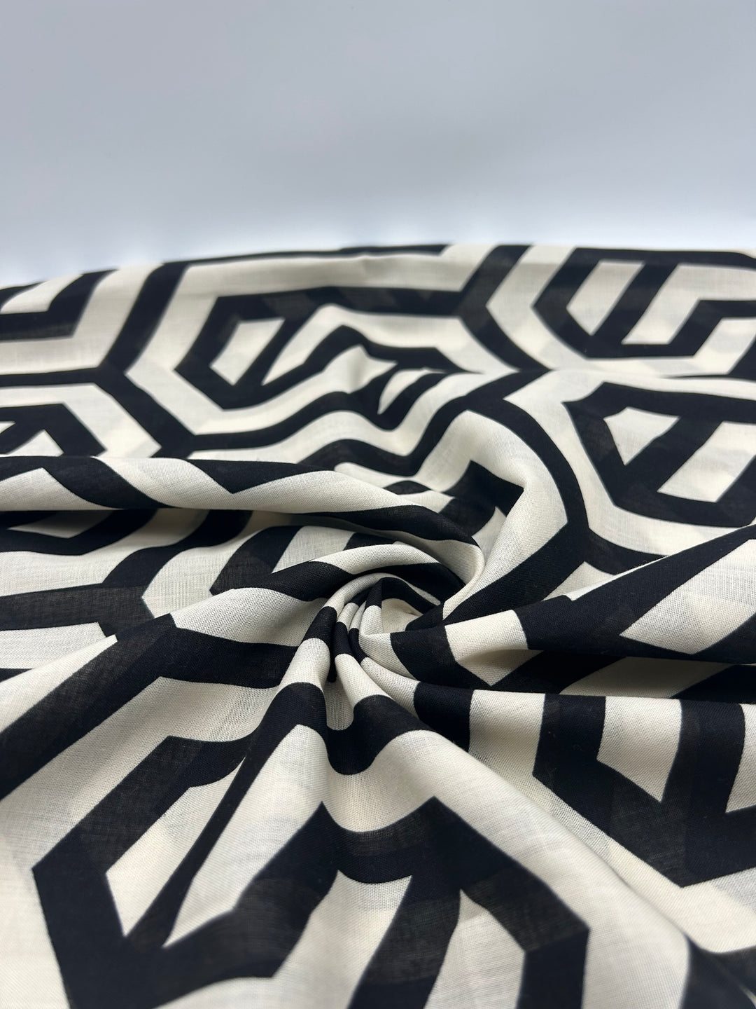 Cotton Voile Fabric in Ink Labyrinth - 59" wide, sold by the yard