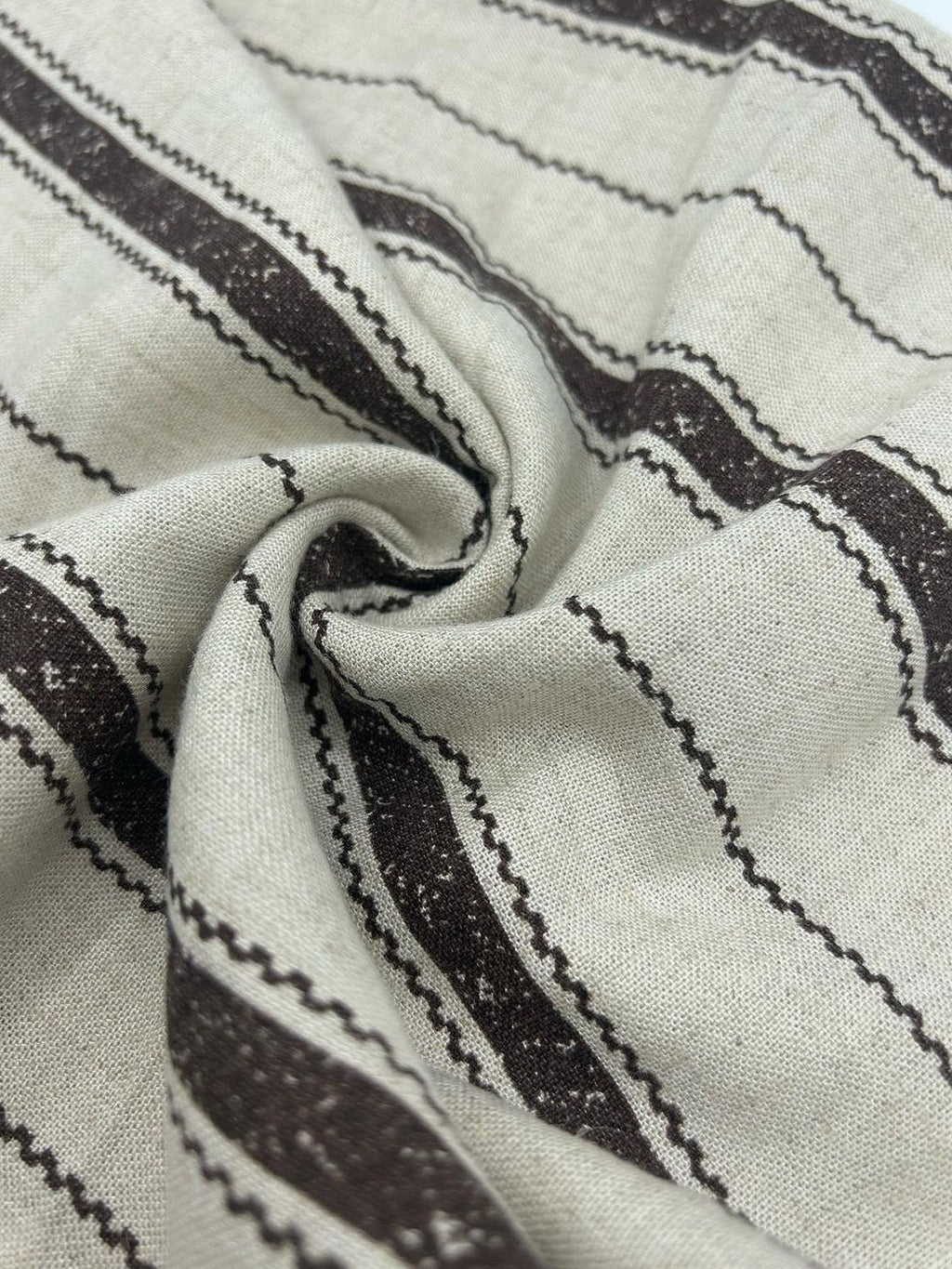 Viscose Linen Fabric in Textured Black Stripe - 57" wide, sold by the yard