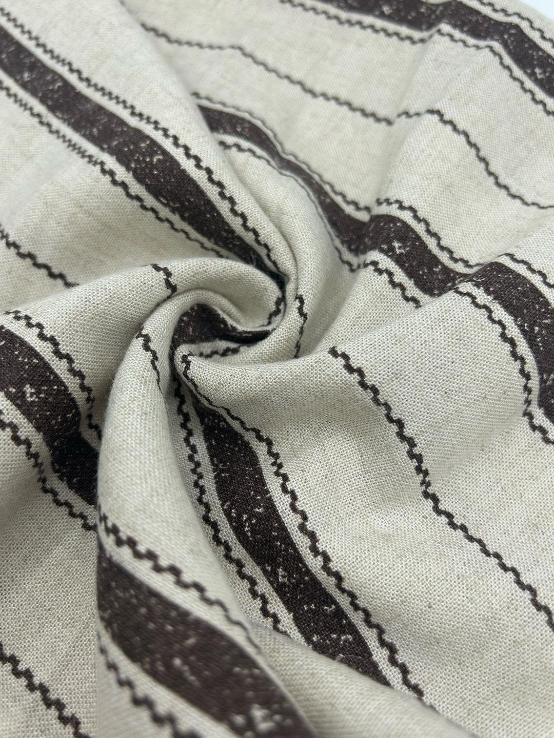 Viscose Linen Fabric in Textured Black Stripe - 57" wide, sold by the yard