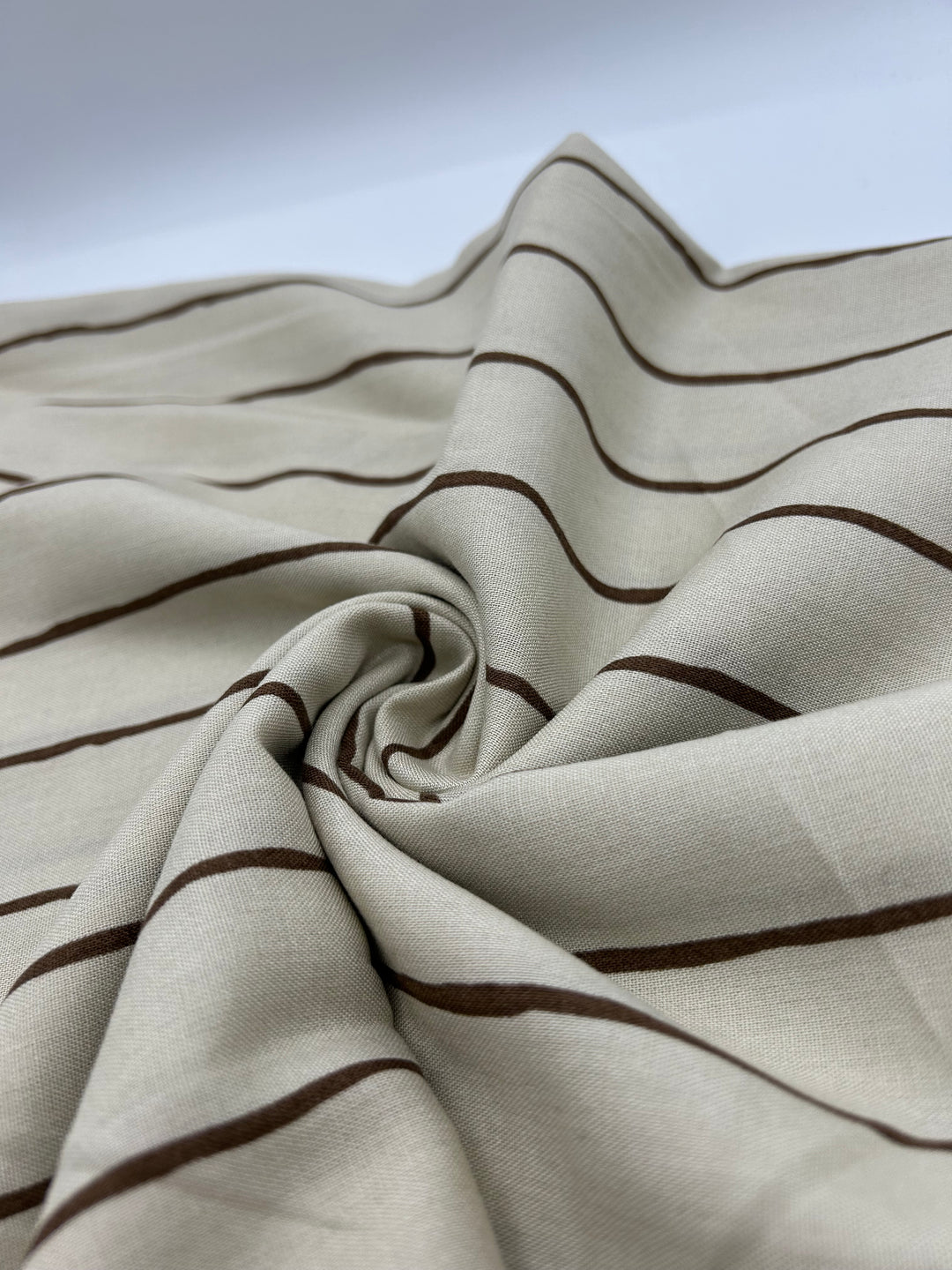 Viscose Linen Fabric in Taupe Stripe - 57" wide, sold by the yard