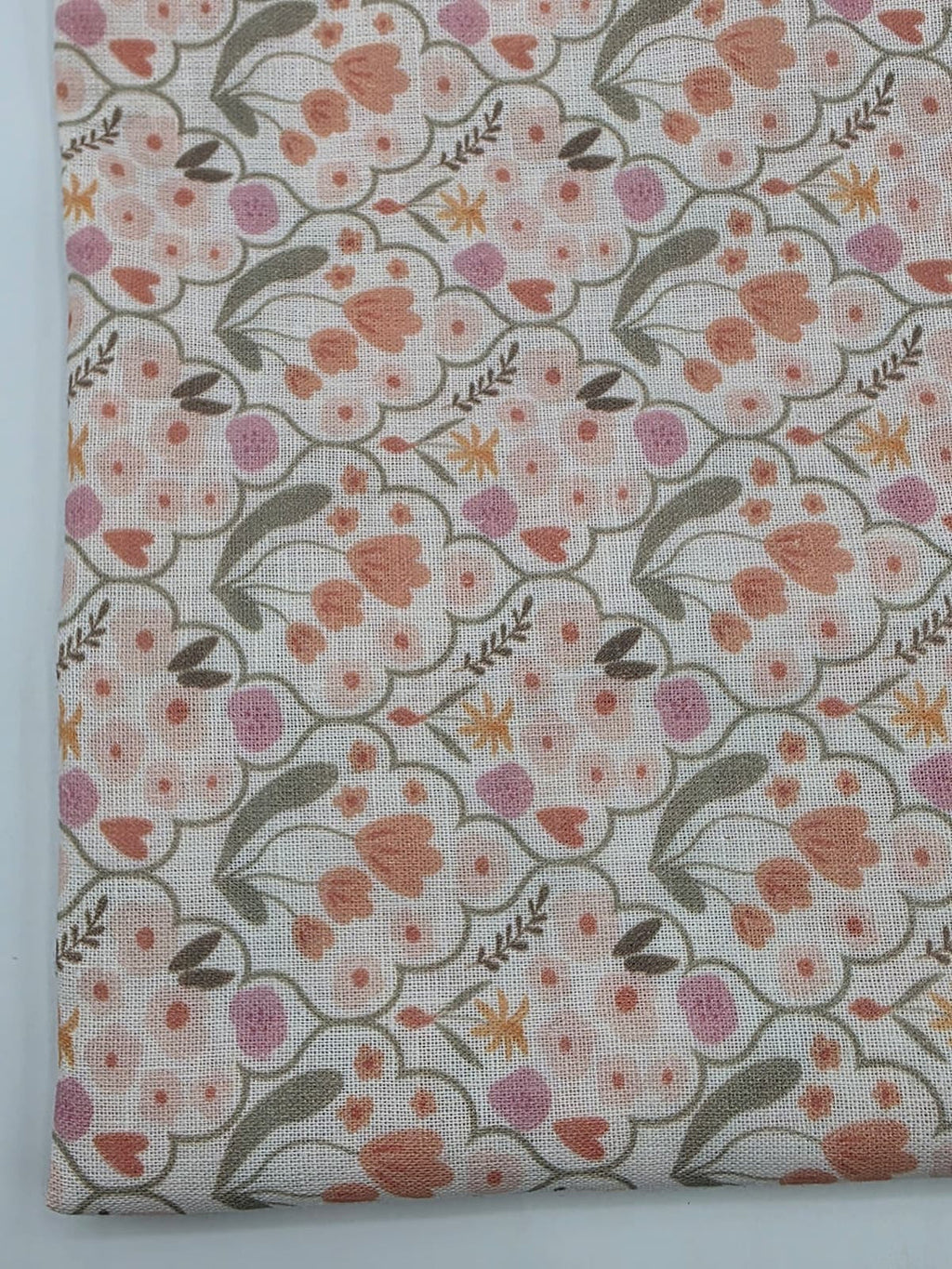 Printed Cotton Linen Fabric in Spring Folk - 57" wide, sold by the yard