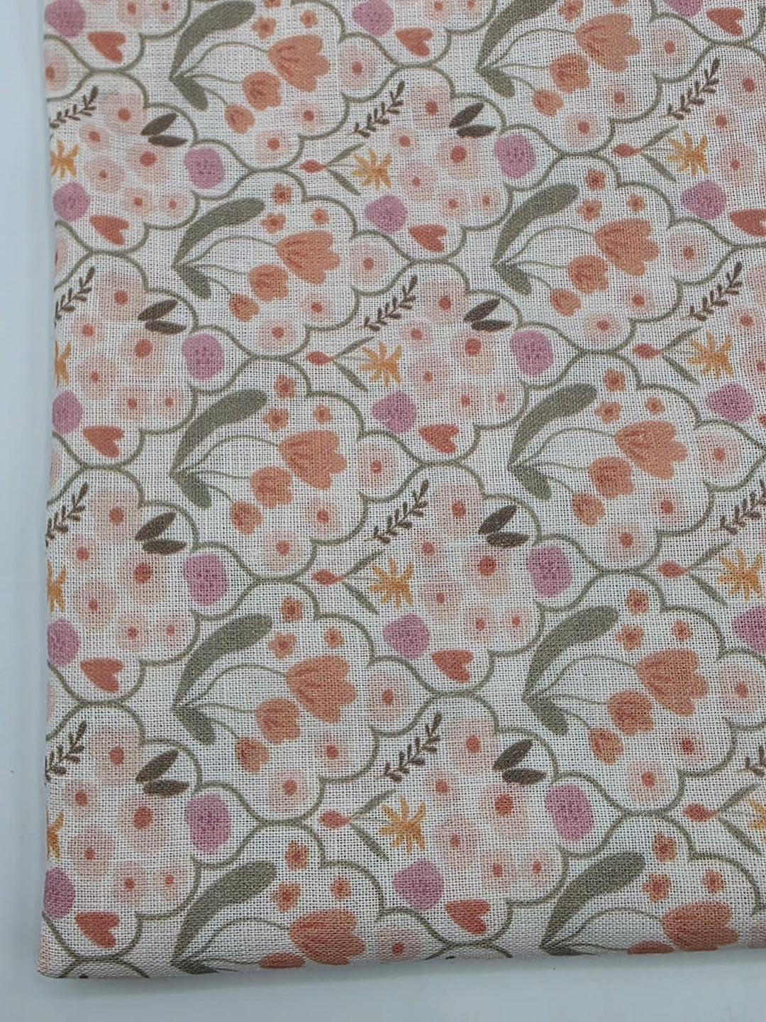 Printed Cotton Linen Fabric in Spring Folk - 57" wide, sold by the yard